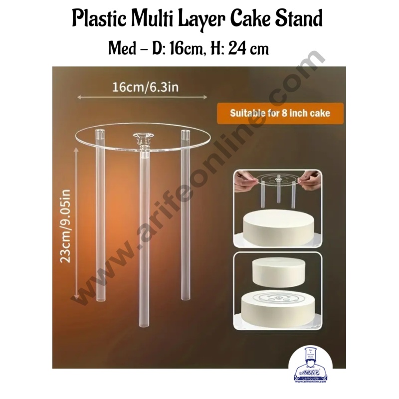 CAKE DECOR  Medium 16 cm Acrylic Cake Separator | Tier Cake Separator Plates with 3 Straws | Multi-Layer Cake Separator Stand
