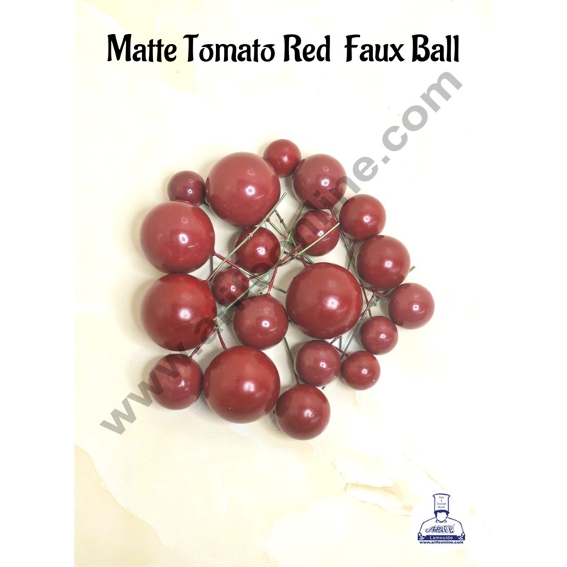 CAKE DECOR Tomato Red  Faux Balls Topper For Cake and Cupcake Decoration - (20pcs Pack )