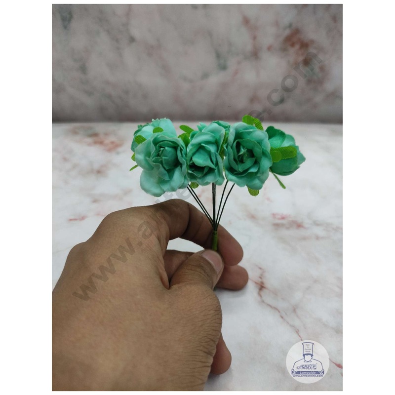 Cake Decor  6 Pcs Mini Rose Bunch  Green