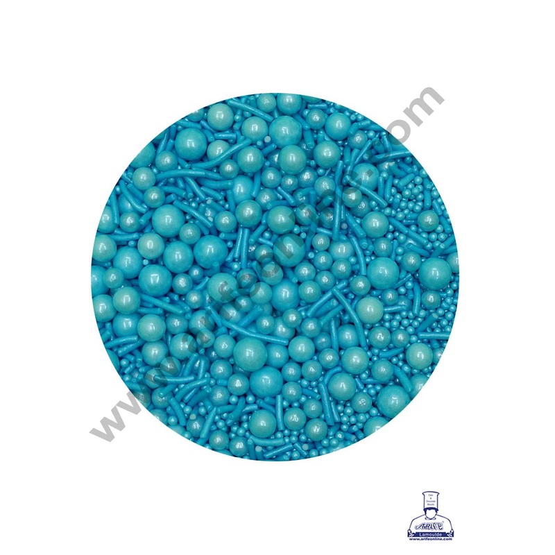CAKE DECOR Sugar Candy - Mix Size Blue Balls with Vermicelli Candy - 500 gm