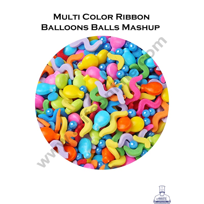 Cake Decor Sugar Candy - Multi Color Ribbon Balloons and Balls Candies - 500 gm