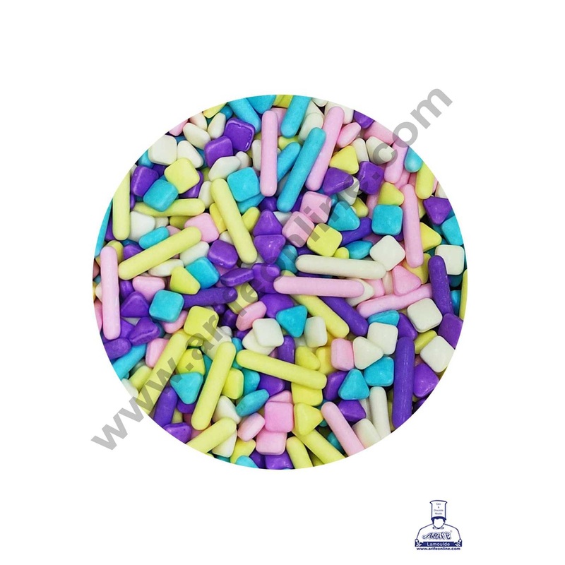 CAKE DECOR Sugar Candy - Multi  Colour Jimmies with Dragees Sprinkles and Candy - 100 gm