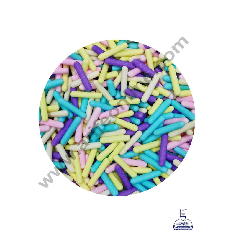 CAKE DECOR Sugar Candy - Multi Colour Matt Rod Jimmies Sprinkles and Candy - 500 gm