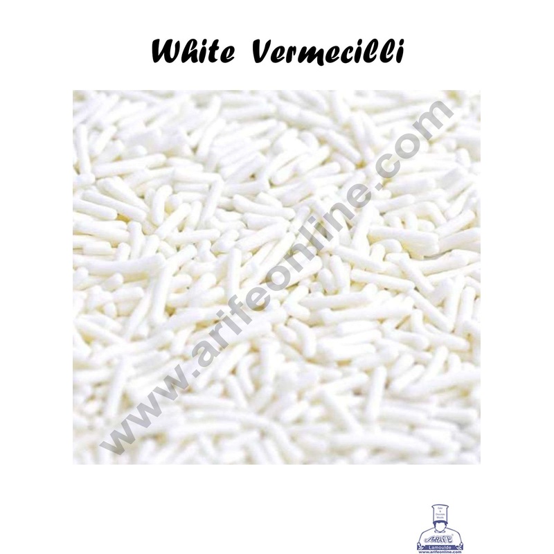 CAKE DECOR Sugar Candy - Vermicelli White Color Sprinkles and Candy - 100 gm