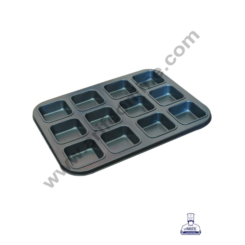 Nonstick Aluminum 12 Cavity Square Muffin & Bar Cookie Pan - CAKE DECOR
