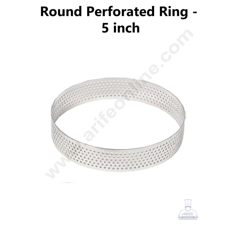 CAKE DECOR Stainless Steel Perforated Round Tart Cake Ring - 5 Inch