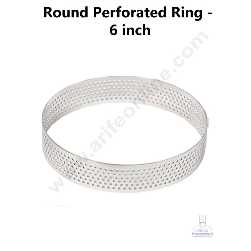 CAKE DECOR Stainless Steel Perforated Round Tart Cake Ring - 6 Inch