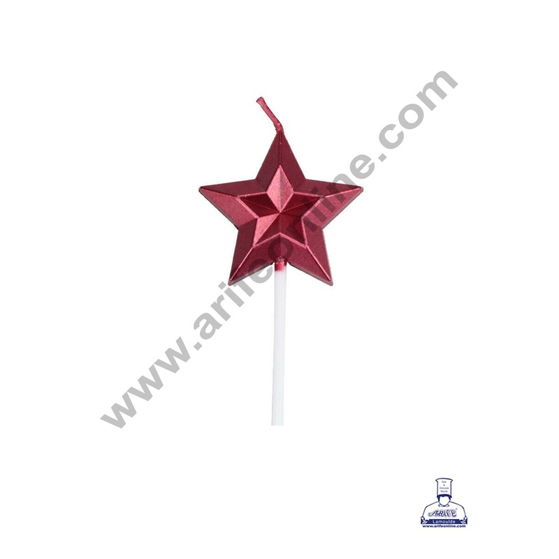 Cake Decor Star Theme Candle for Party Decoration for Cake and Cupcake - Red - Set of 1 Pc