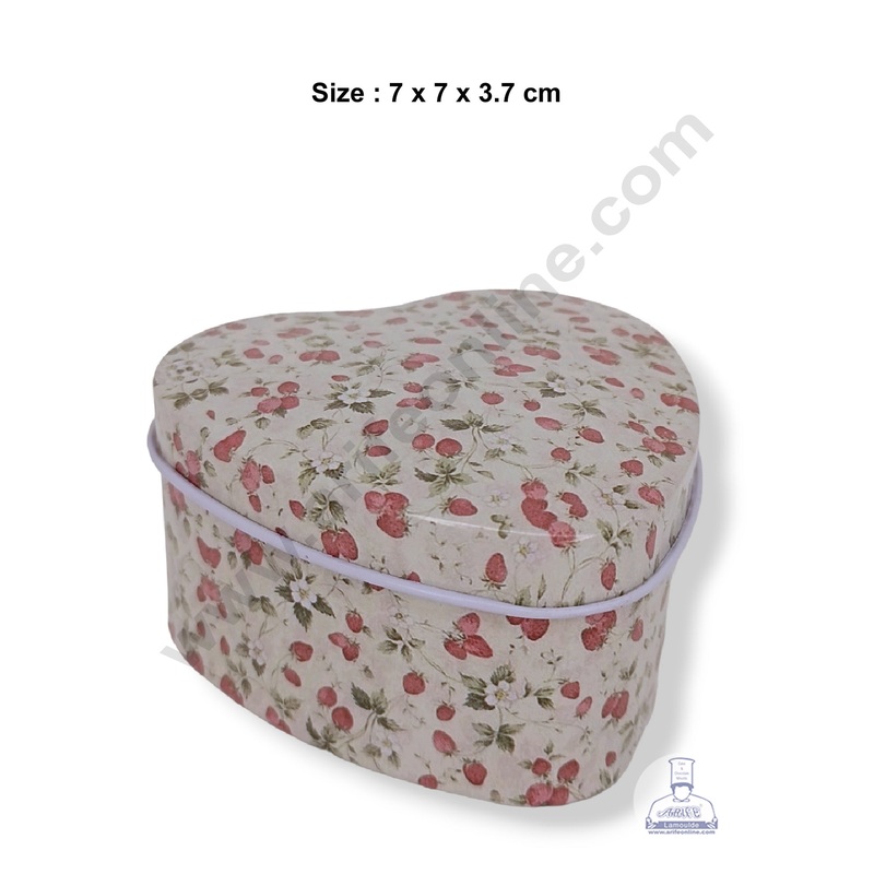 CAKE DECOR Small Heart Shape Fruity Floral Chocolate Tin Box | Dream Cake Box Tin - Beige