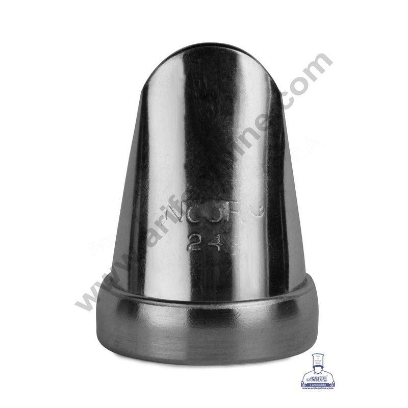 CAKE DECOR Small Noor Nozzle - No. 24 Frill | Border Ribbon Design Piping Nozzle with Collar Ring