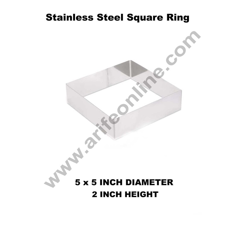 Cake Decor Square Cake Ring Stainless Steel Cutter Heavy Ring (5x5 inch Diameter X 2 inch Height )