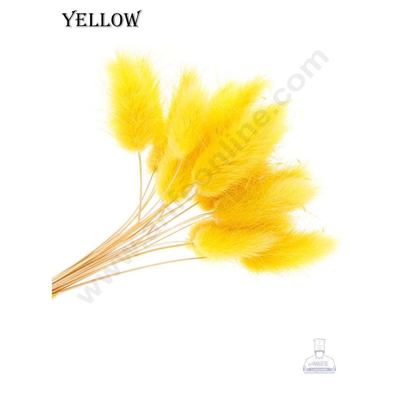 CAKE DECOR Yellow Color Natural Bunny Tails For Cake Decoration Bouquet Wedding Party Centerpieces Decorative  Yellow (50 pcs pack)