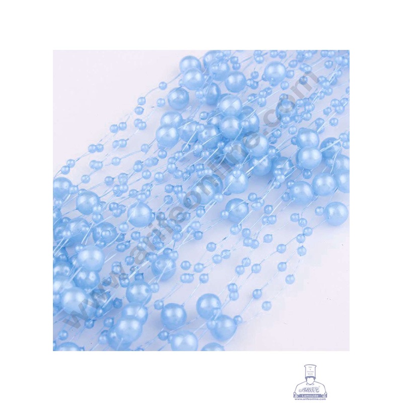 Cake Decor Sky Blue Artificial Pearls String Beads Chain Garland Flowers Wedding Christmas Party Decoration 3mm 8mm Beads (SBBD-07)