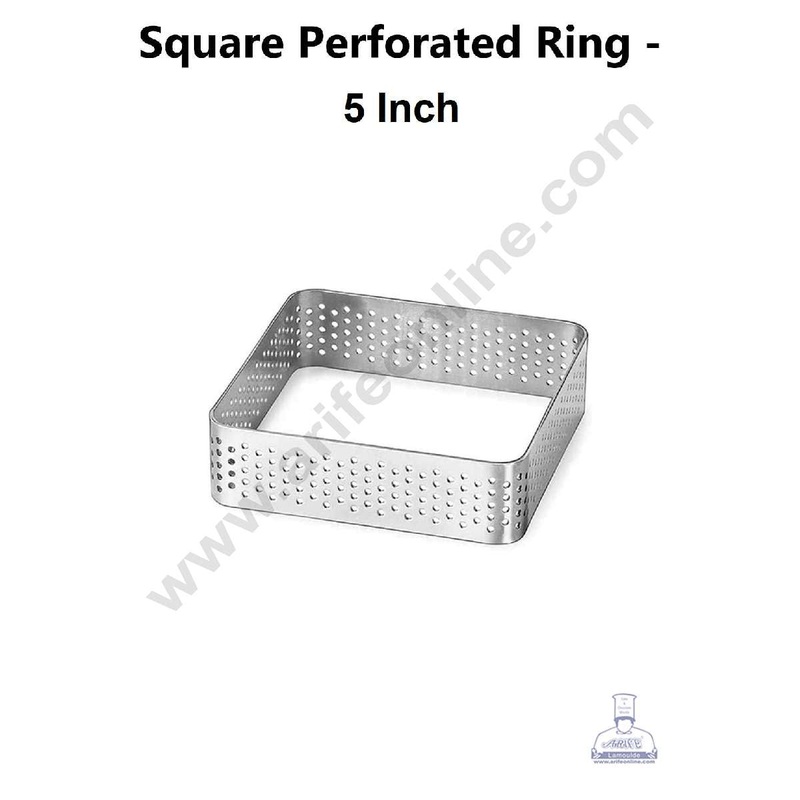 CAKE DECOR Stainless Steel Perforated Square Tart Cake Ring - 5 Inch