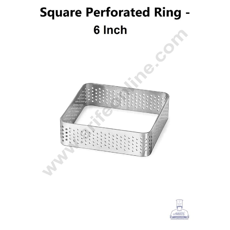 CAKE DECOR Stainless Steel Perforated Square Tart Cake Ring - 6 Inch
