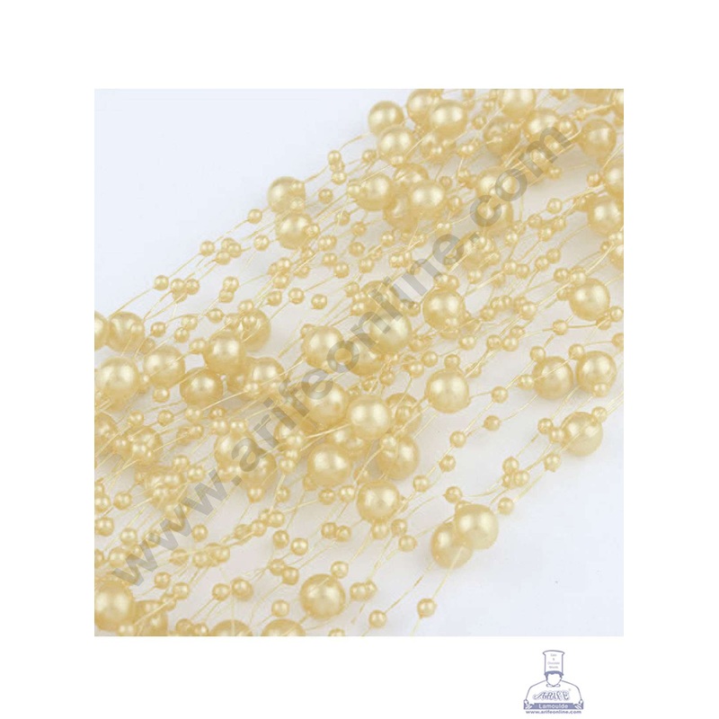 Cake Decor Yellowish Orange Artificial Pearls String Beads Chain Garland Flowers Wedding Christmas Party Decoration 3mm 8mm Beads (SBBD-14)