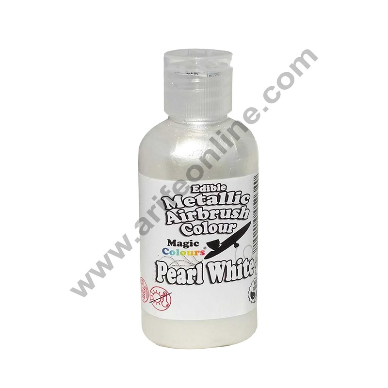 Magic Colours Edible Metallic Airbrush Colour-  Pearl White(55ml)