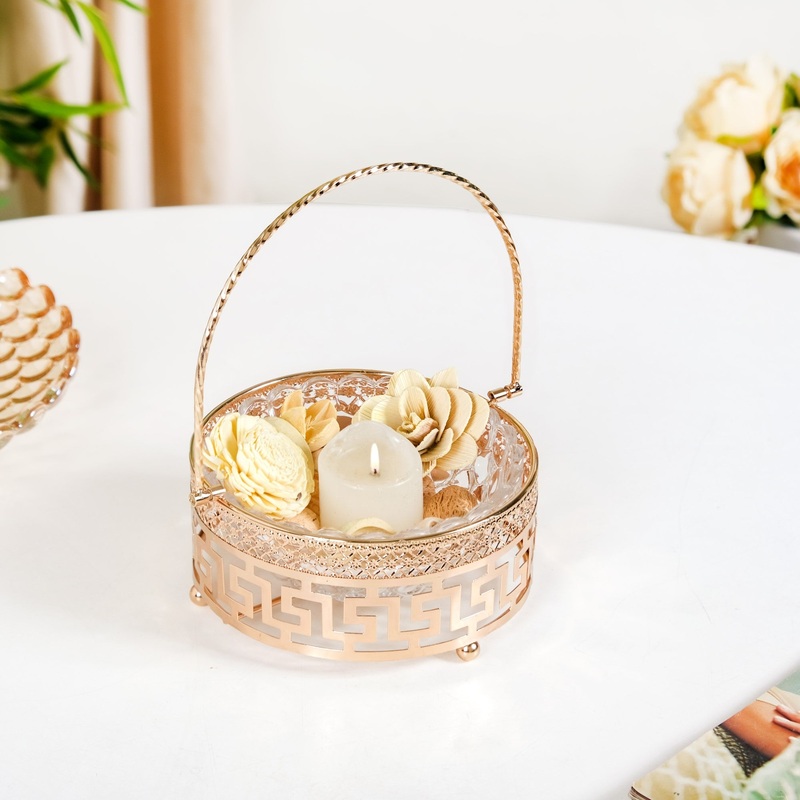 Gold Ornate Detachable Decorative Trinket Bowl With Handle