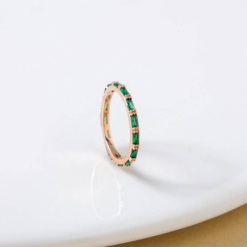 Green And Gold Dainty Finger Ring