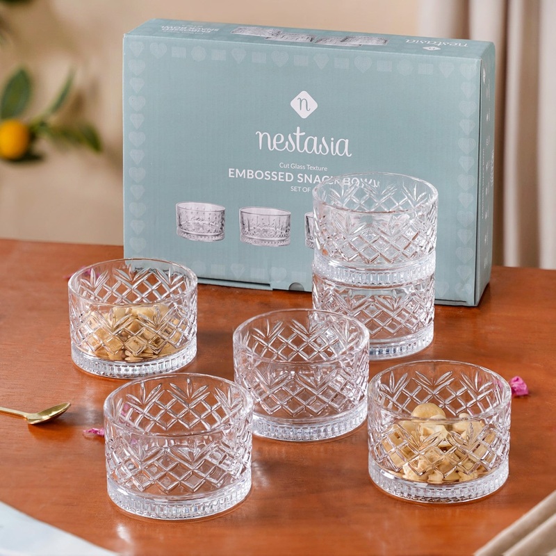 Premium Glass Snack Bowls Set of 6 220ml
