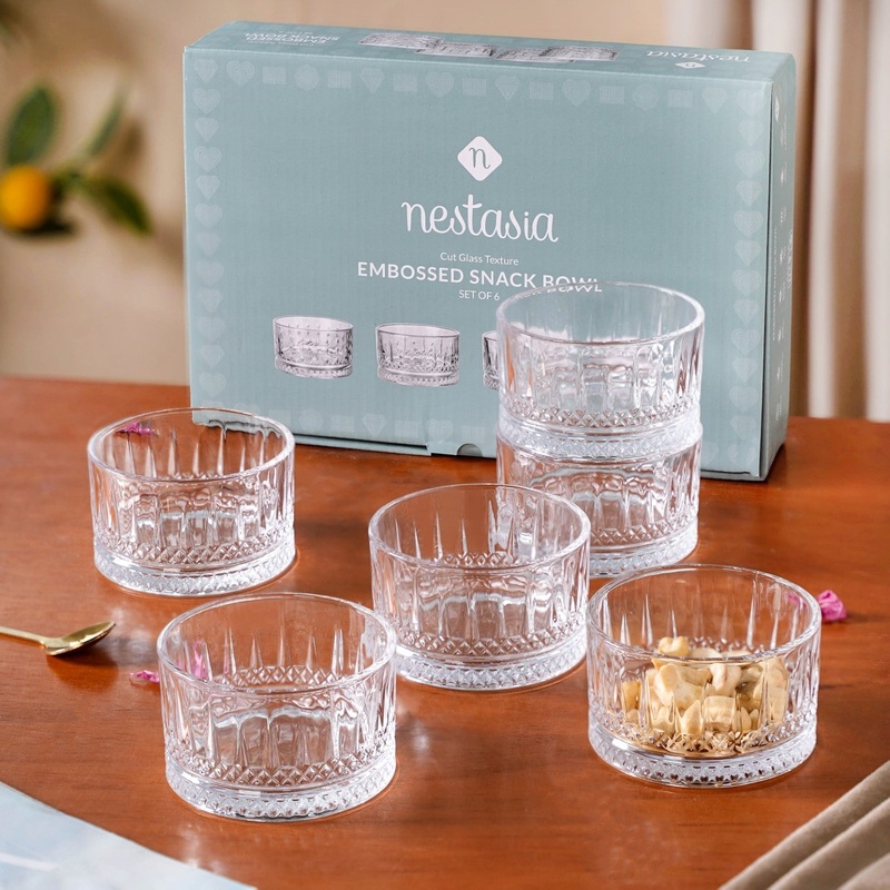 Set Of 6 Small Snack Bowls Glass 220ml