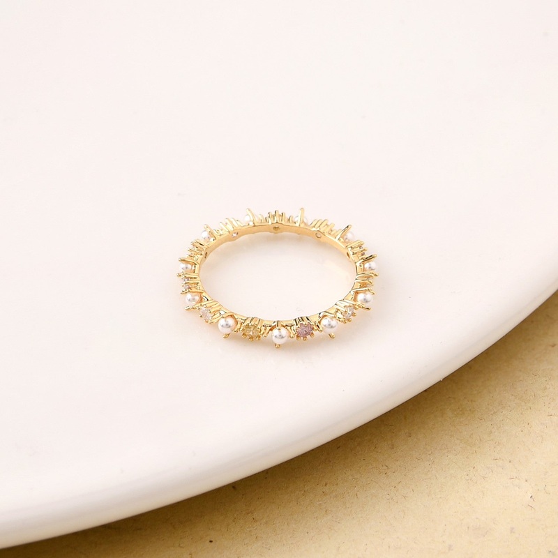 Stone And Pearl Gold Ring