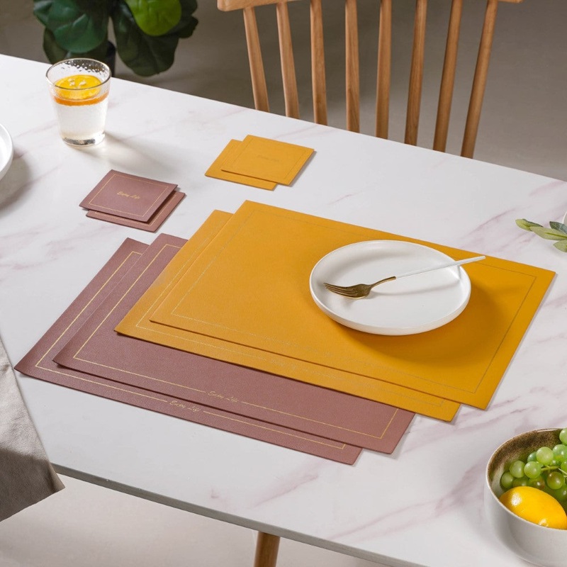 Leather Placemat And Coaster Set of 2