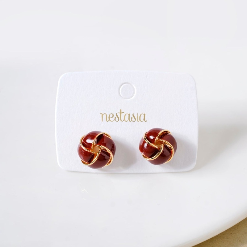 Twisted Knot Studs Maroon