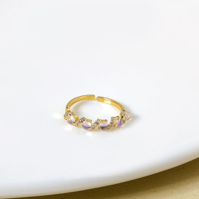 Whispering Pink Blush Statement Gold Ring