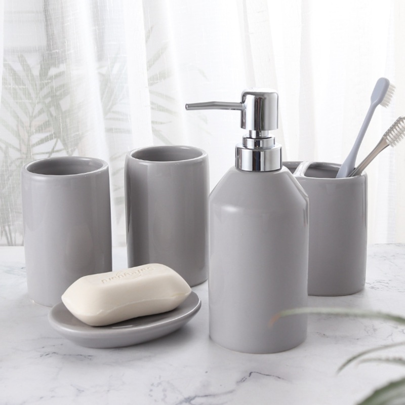 Bathroom Set of 5 Grey