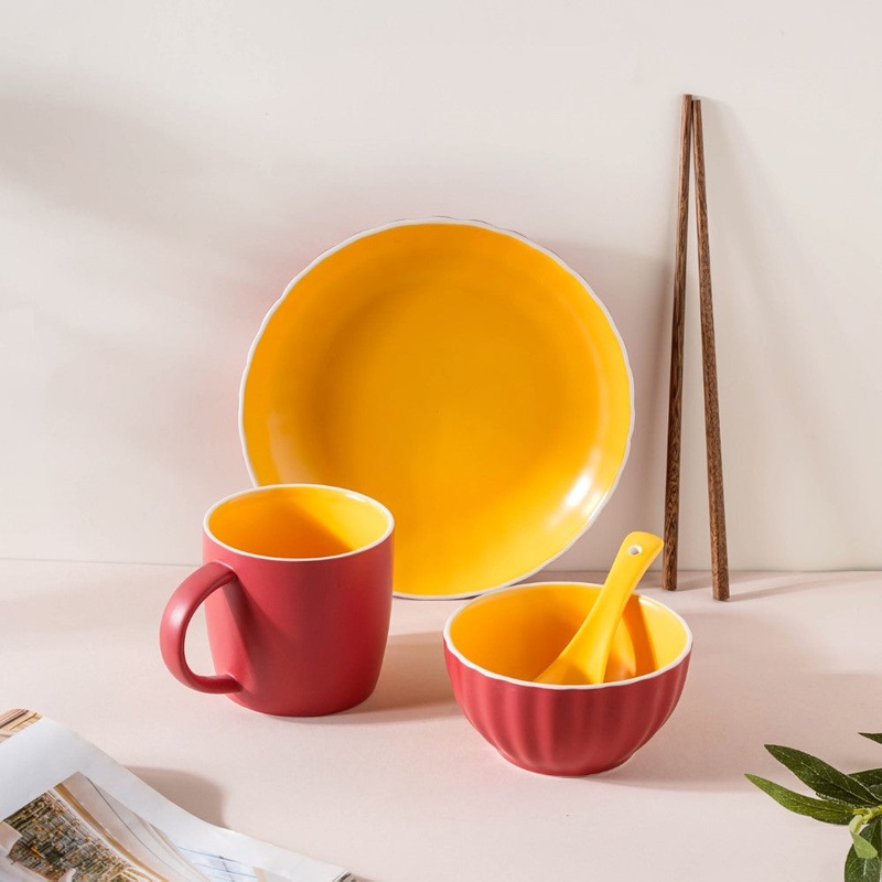 Chrome 5 Piece Red Snack Set For 1