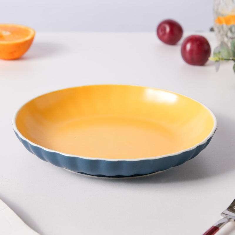 Chrome Snack Plate Blue 7.5 inch