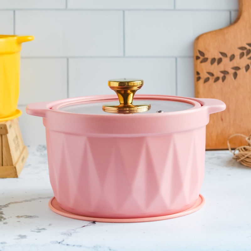 Cooking Pot with Lid Pink