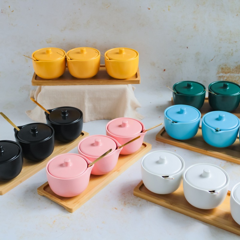 Pickle Jars With Tray Set of 3