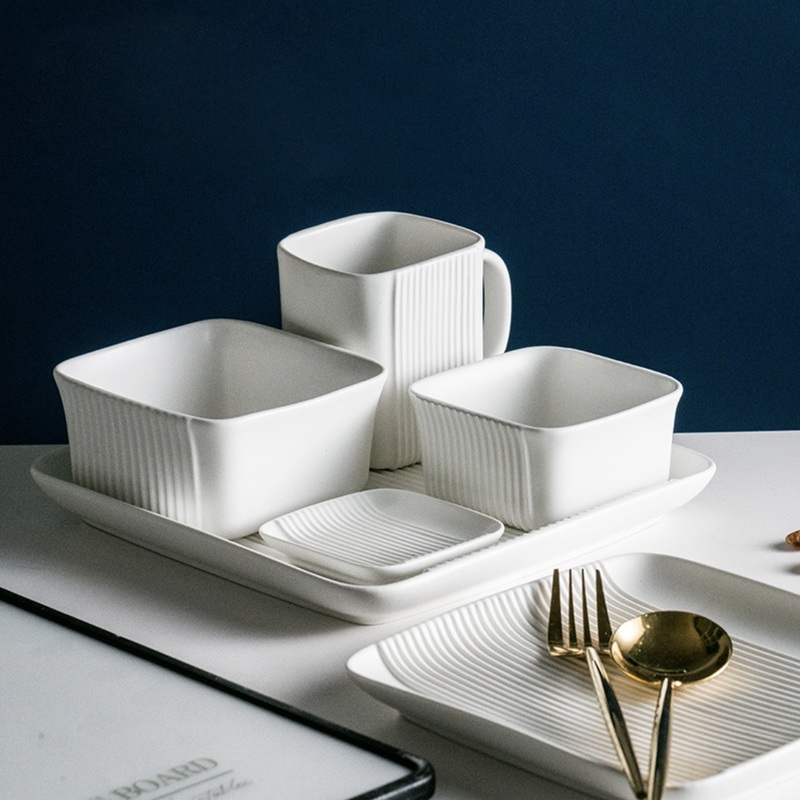 Square Dinner Set White