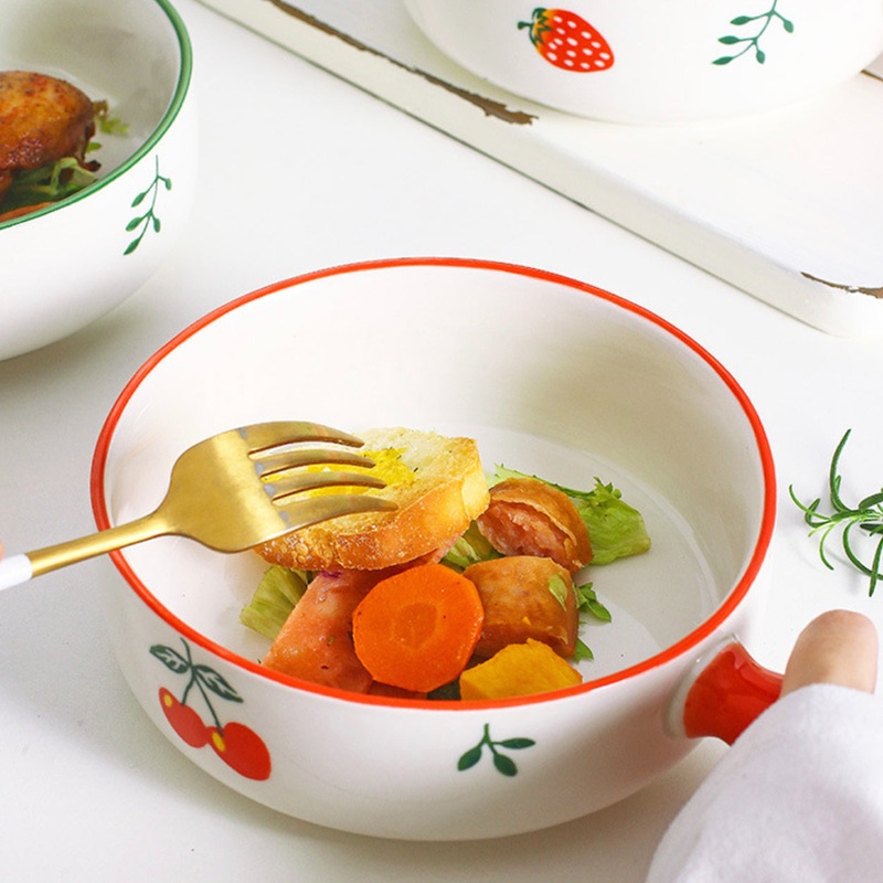 Fruit Printed Bowl With Handle