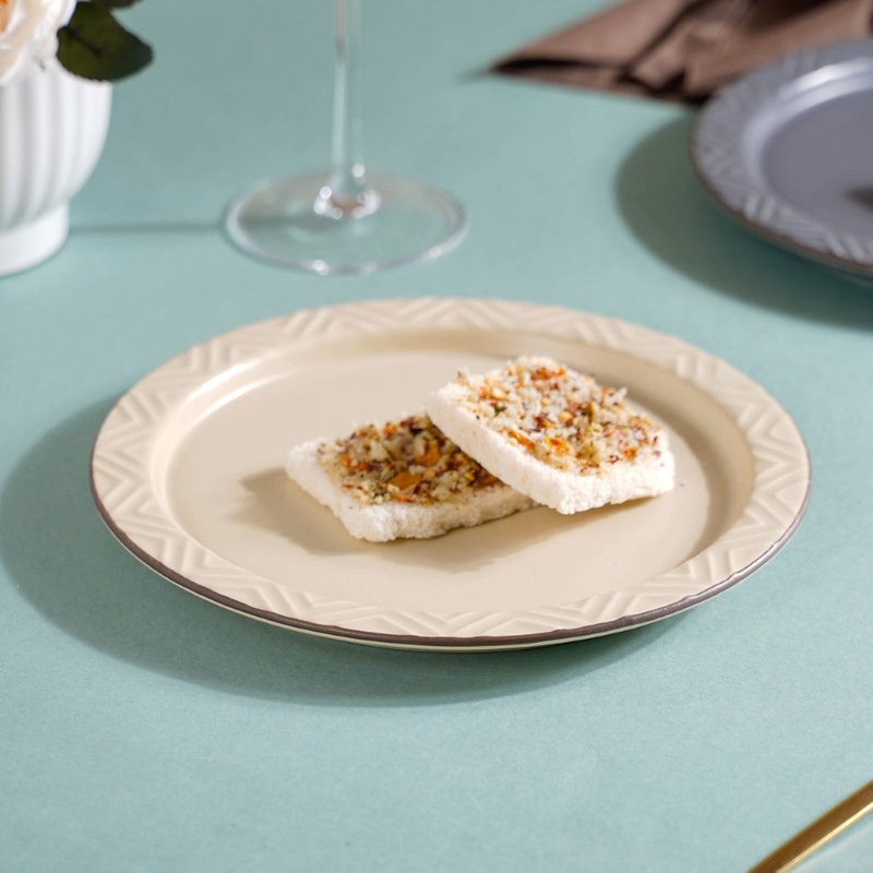 Serenity Snack Plate Beige 8 Inch