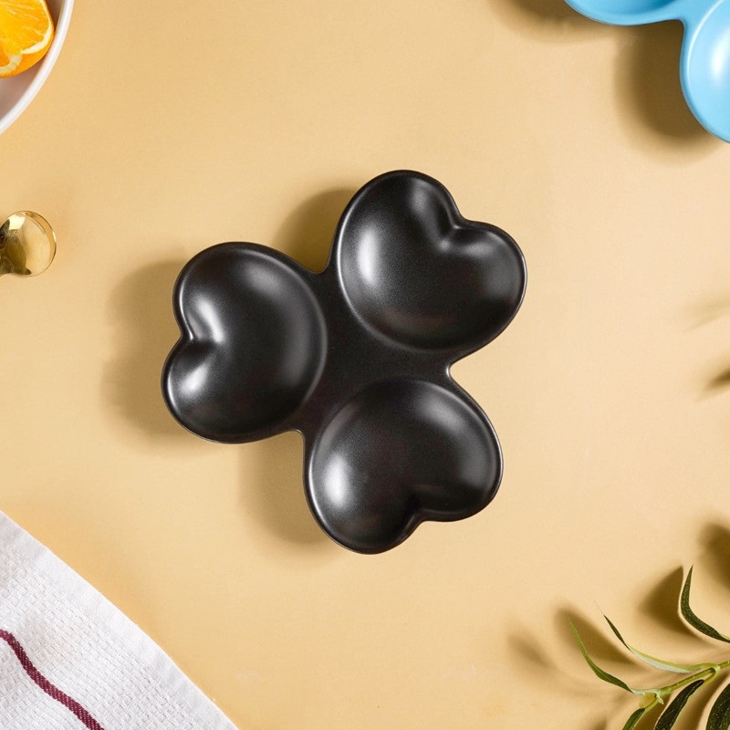 Floral Section Dip Plate Black