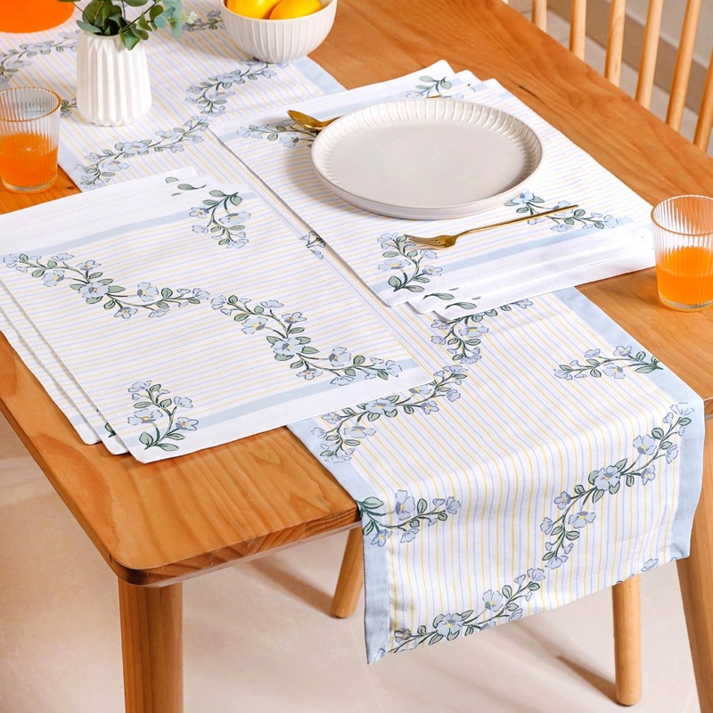 Azzurro Minimal Linen Set with Table Mats and Runner