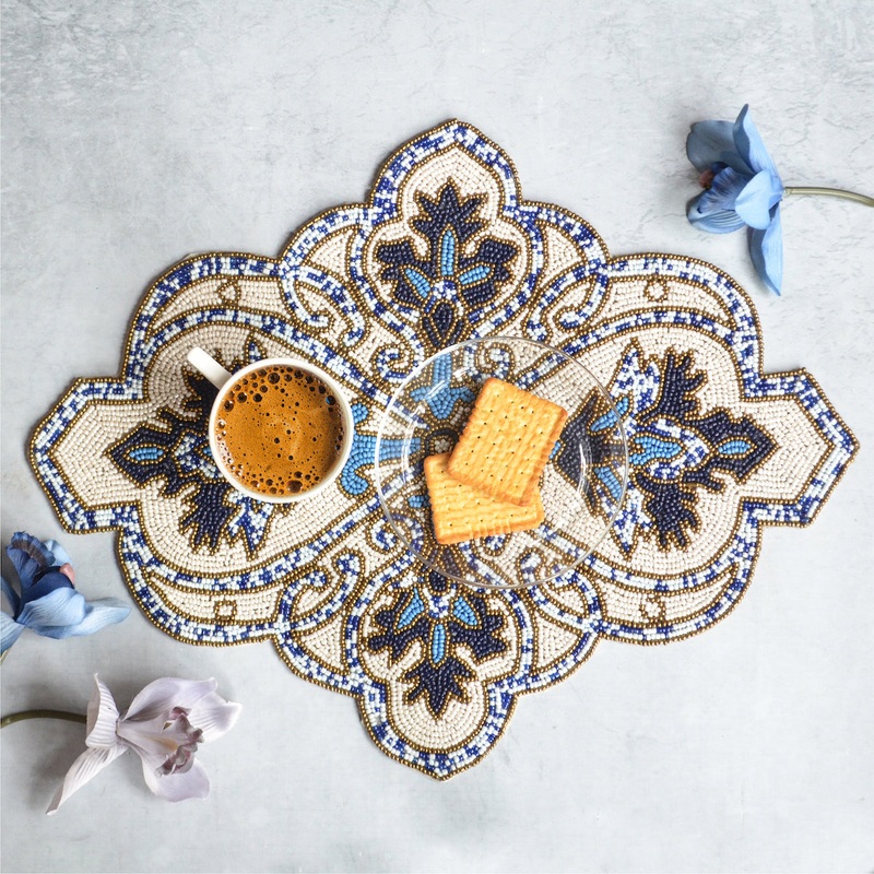 Beads Blue Baroque Mat
