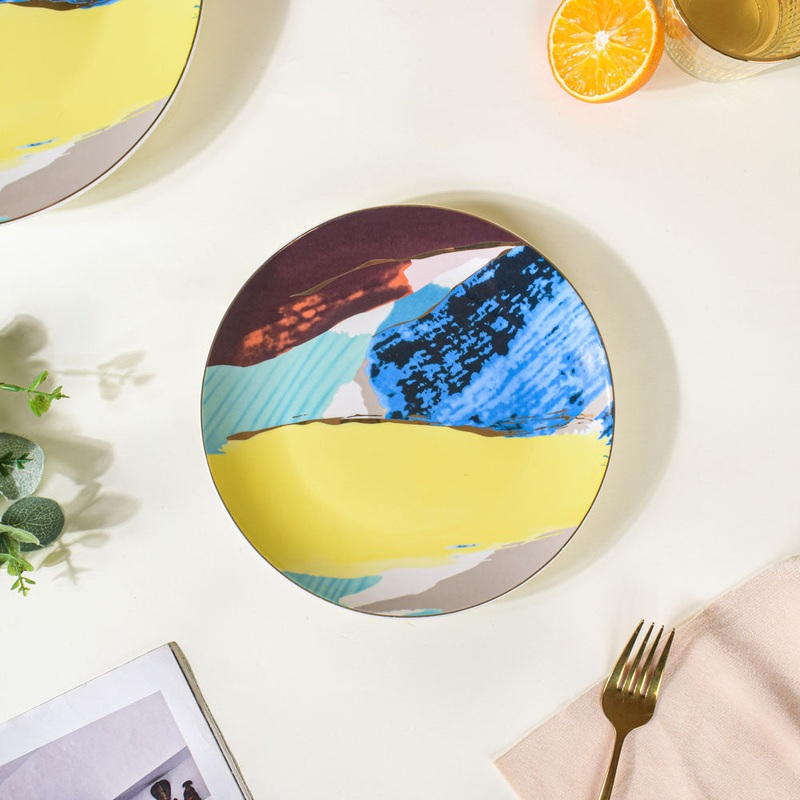 Colourful Ceramic Snack Plate 8 Inch