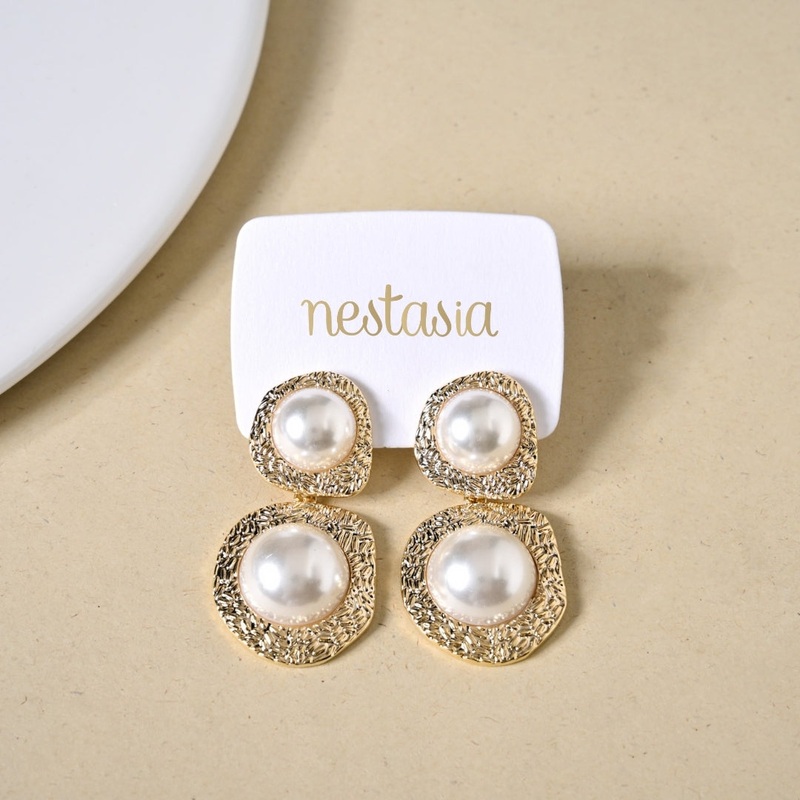 Faded Gold Pearl Danglers