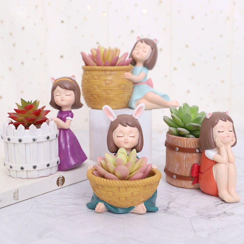 Girl With Basket Planter