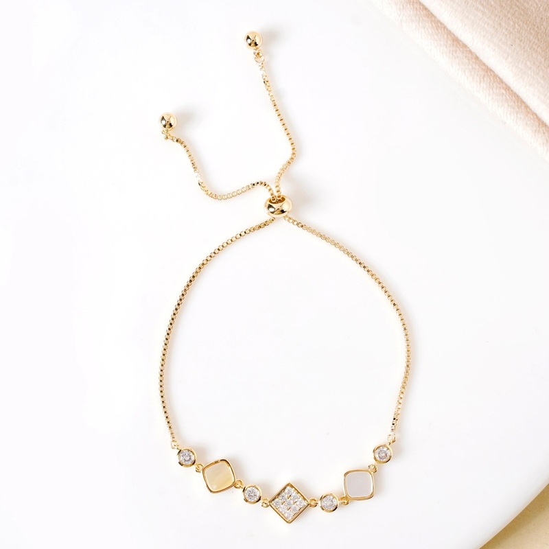 Moonstone Geometry Chain Gold Bracelet