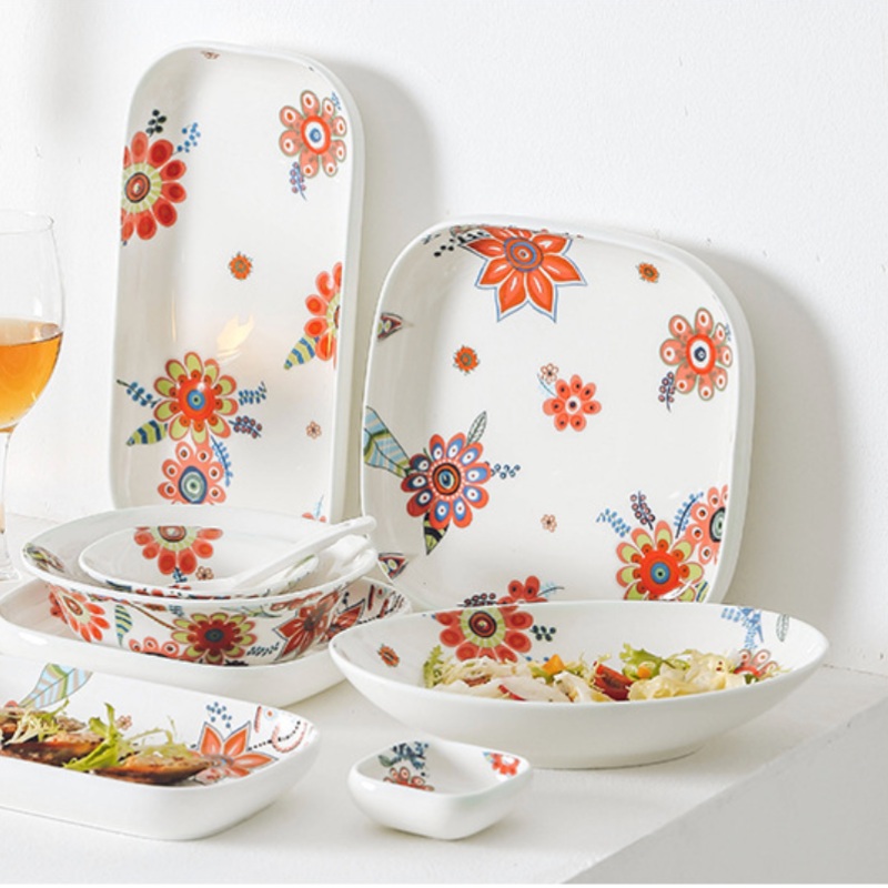 Square Deep Plate Floral