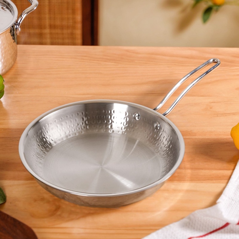 Tri-Ply Hammered Stainless Steel Frying Pan 1750ml