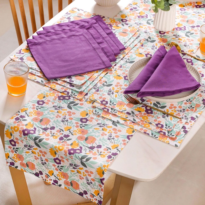 Viola Linen Table Napkins Mats And Runner Set
