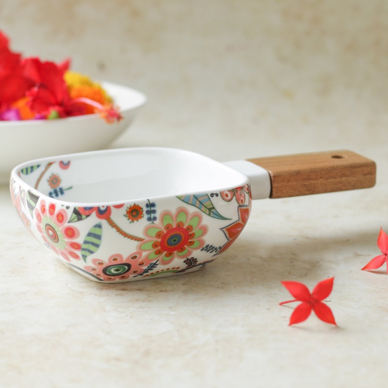 Floral Bowl with Handle