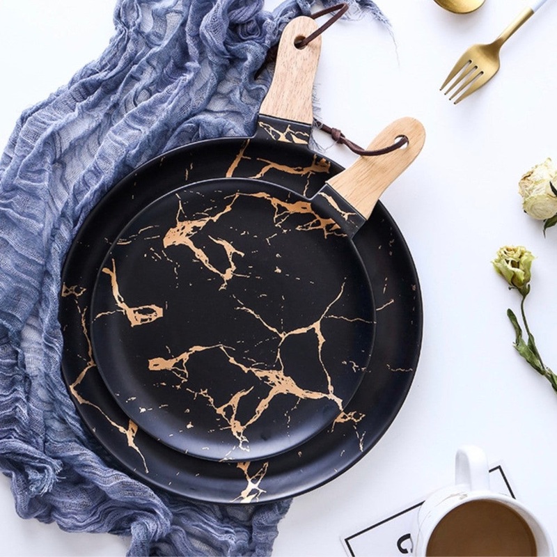 Black Marble Snack Plate