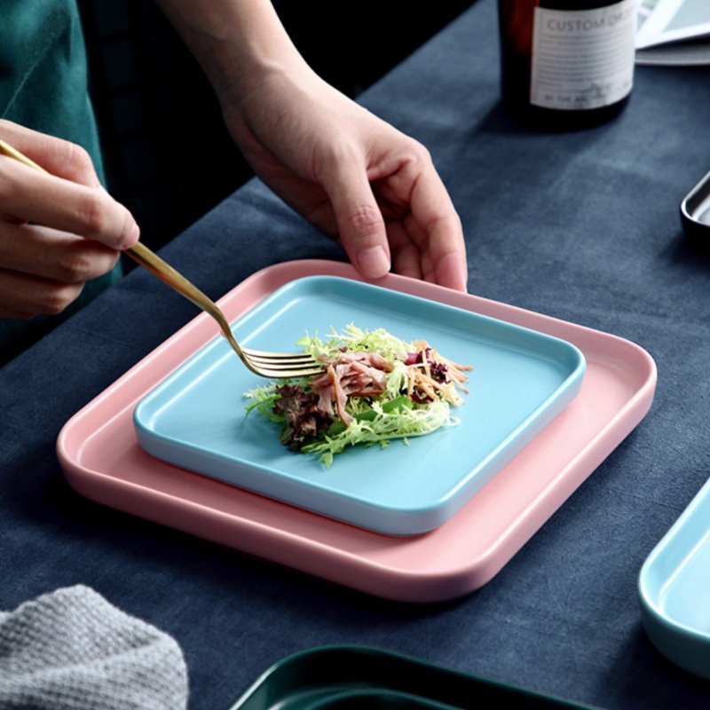 Pink Square Dinner Plate